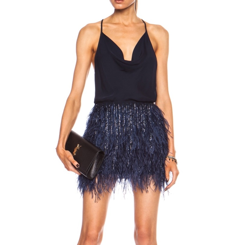 Haute Hippie Ostrich Feather Skirt Size M NWT